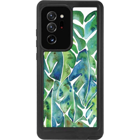 Cat Coq Tropical Leaves Galaxy Note20 Ultra 5G Waterproof Case